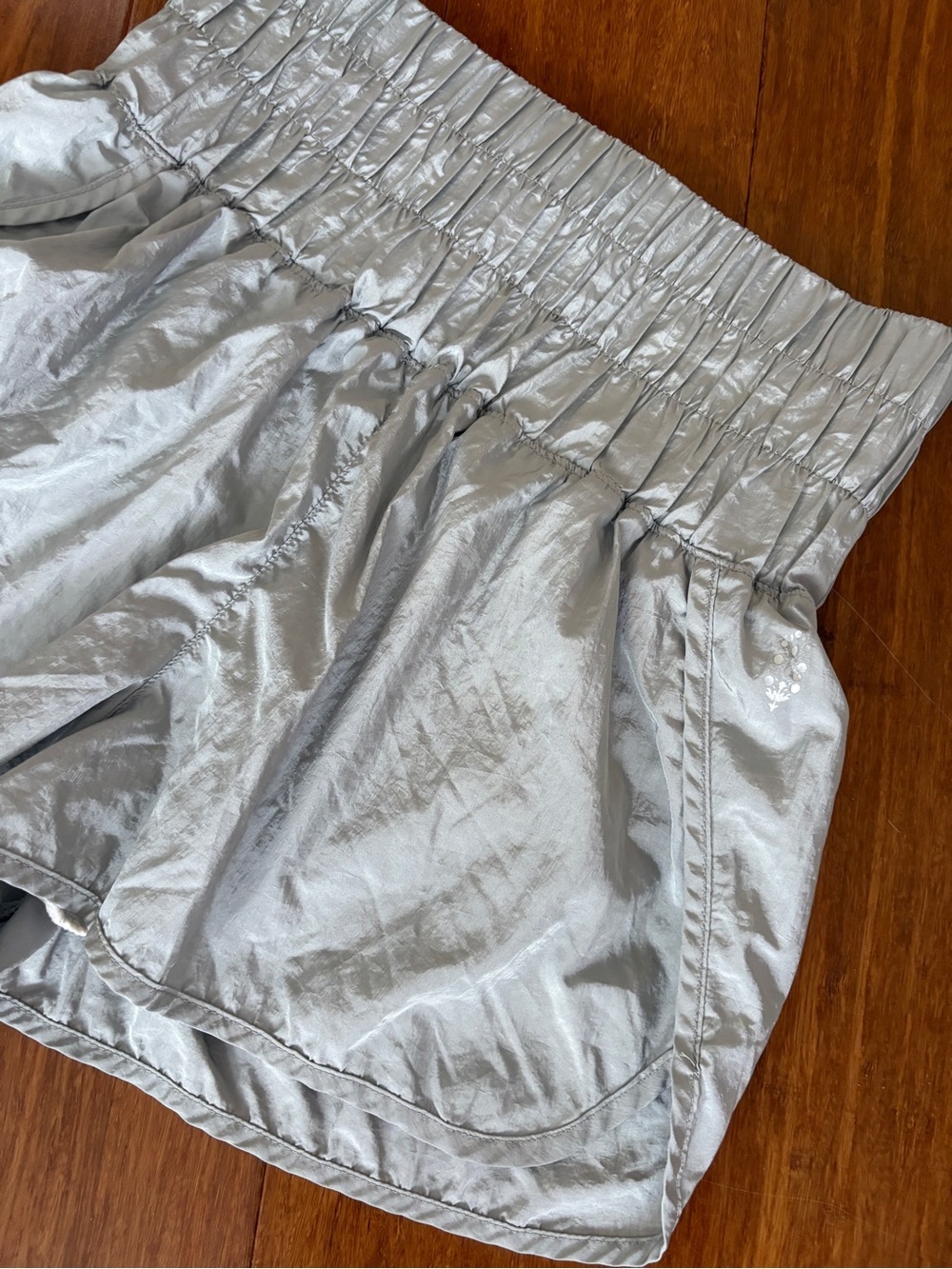 FP Movement Shorts The Way Home High Smocked Elastic Waist Athletic Silver Gray - Picture 4 of 9